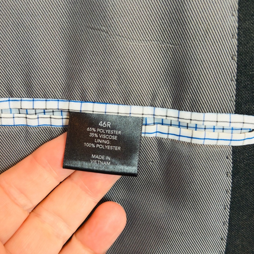 Saddlebred Mens Blazer Jacket Charcoal Grey 46R Two Button Vented sport coat - Picture 7 of 9